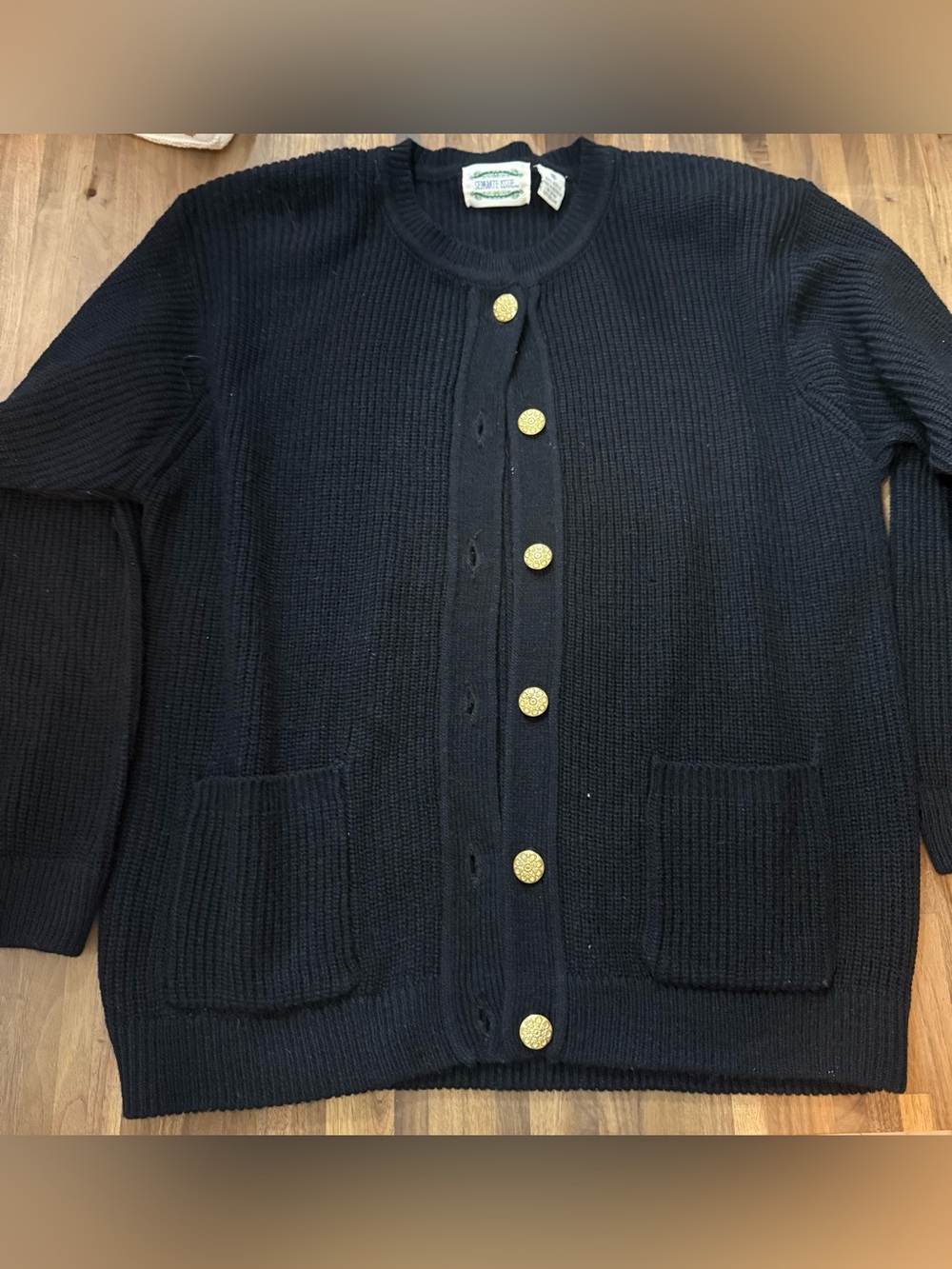 Vintage Separate Issue Textured Knit Cardigan Sweater with Ornate Gold Buttons